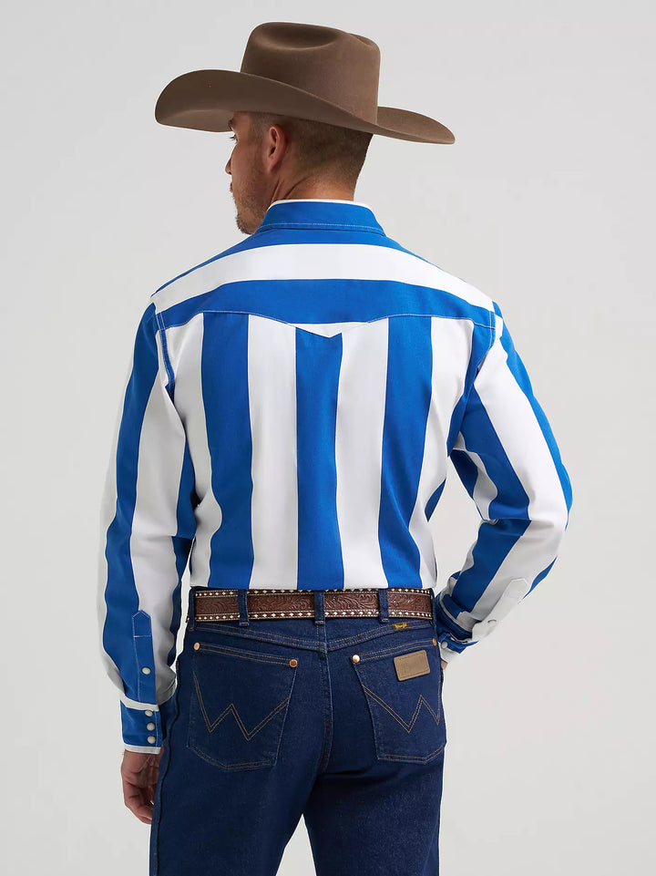 Wrangler Vintage Inspired Long Sleeve Shirt – Blue Multi Stripe | 112375917