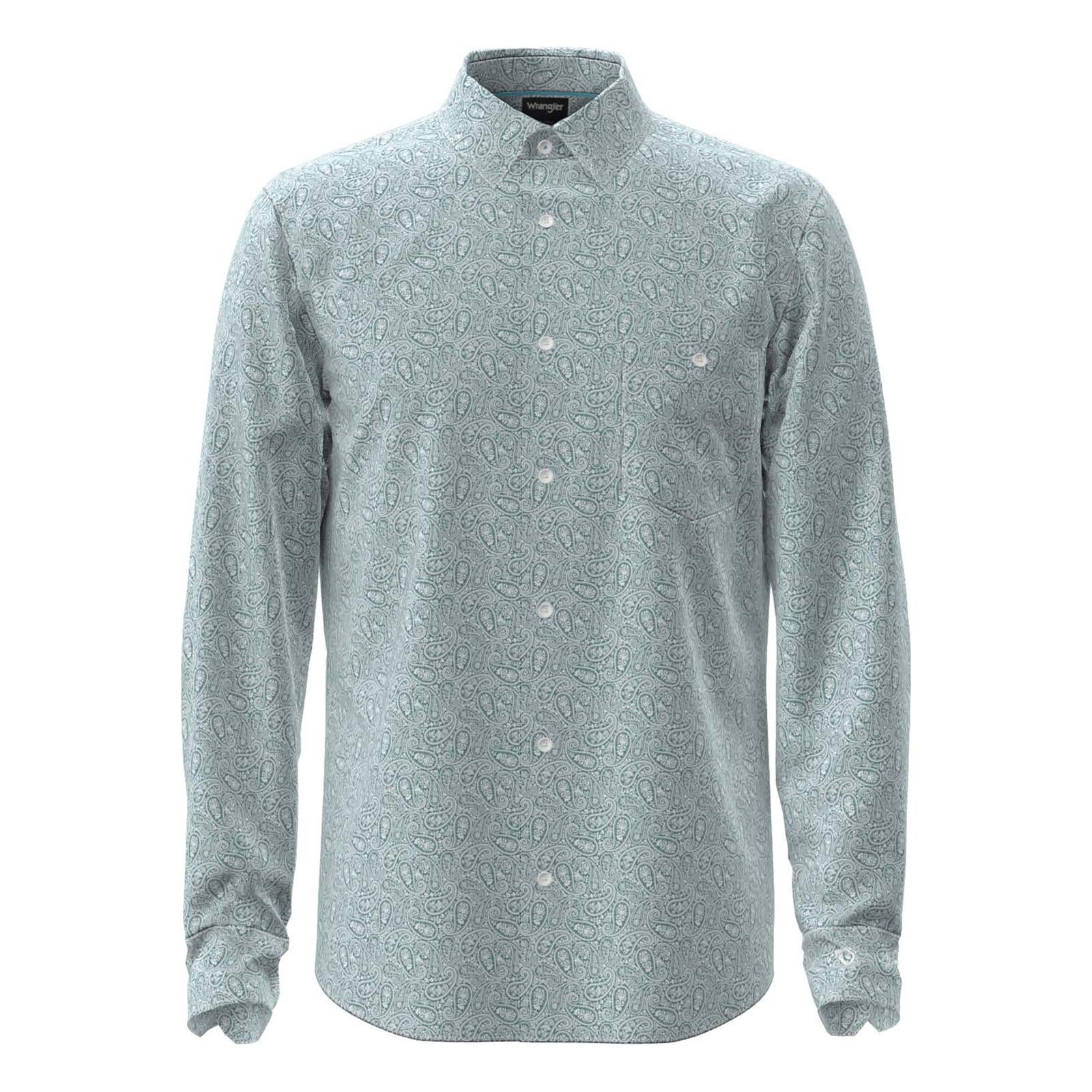 Wrangler® X Cody Johnson Long Sleeve Shirt – Classic Fit – Green/White | 112378970