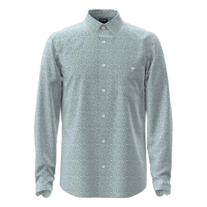 Wrangler® X Cody Johnson Long Sleeve Shirt – Classic Fit – Green/White | 112378970