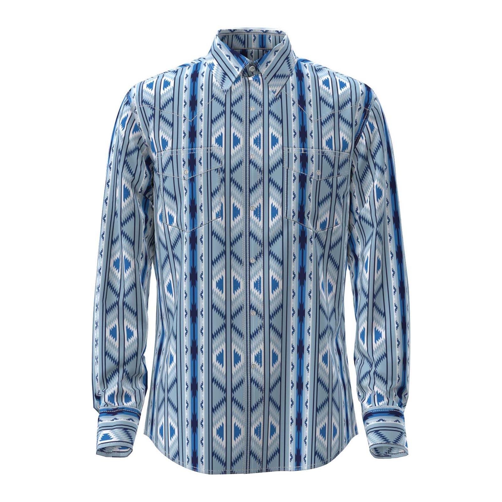 Wrangler Checotah® Dress Western Long Sleeve Shirt – Classic Fit – Blue | 112379225