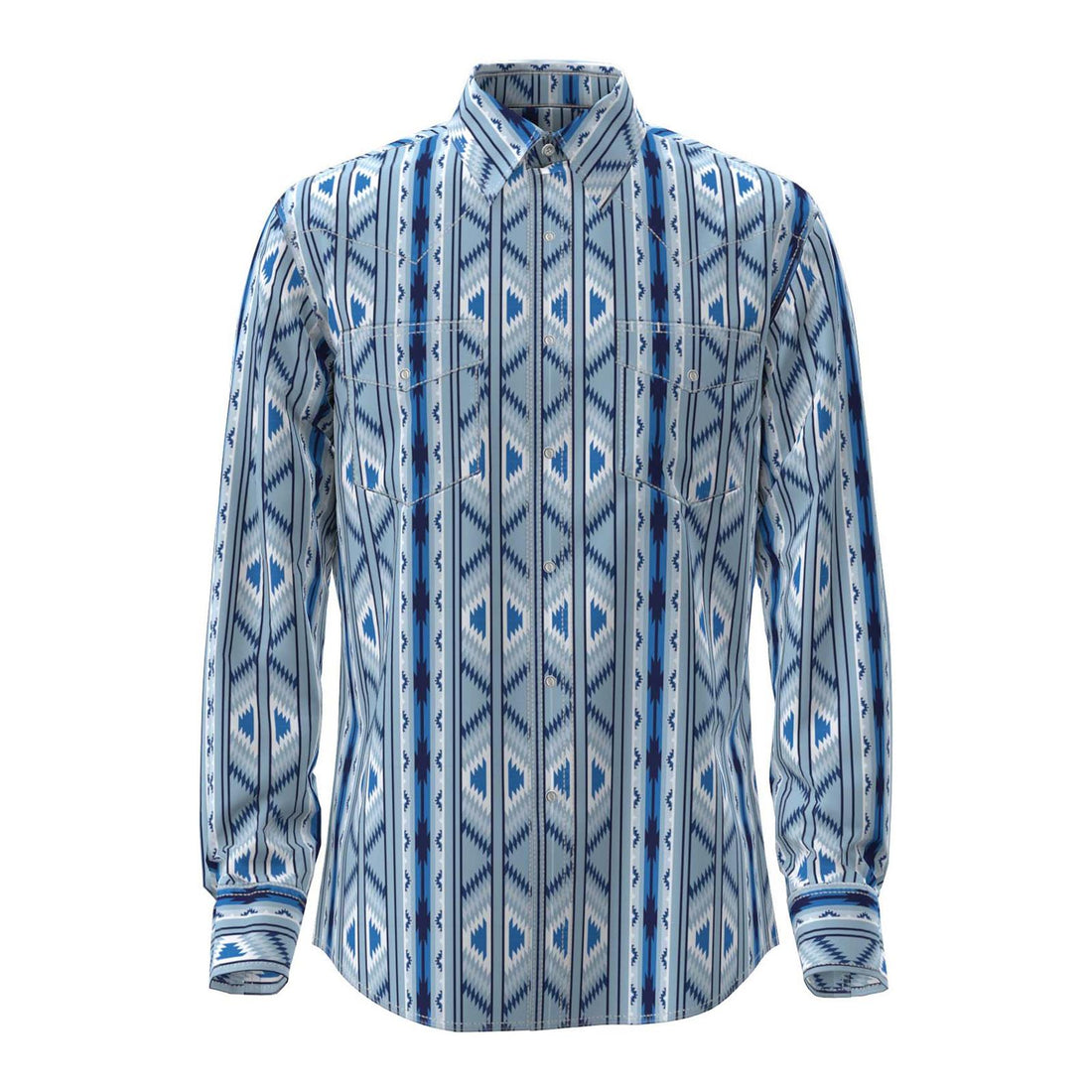 Wrangler Checotah® Dress Western Long Sleeve Shirt – Classic Fit – Blue | 112379225