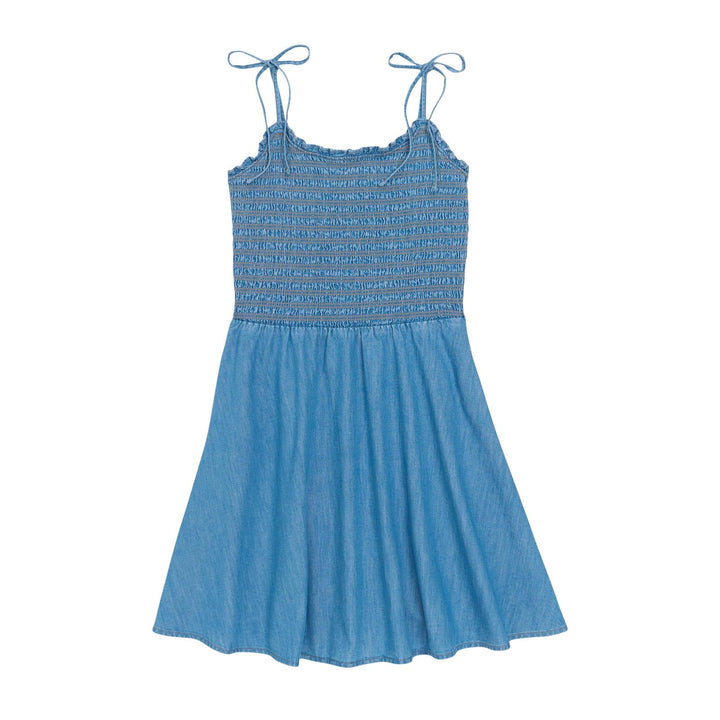 Wrangler Retro® Americana Tie Denim Smocked Dress – Mid Denim | 112379497