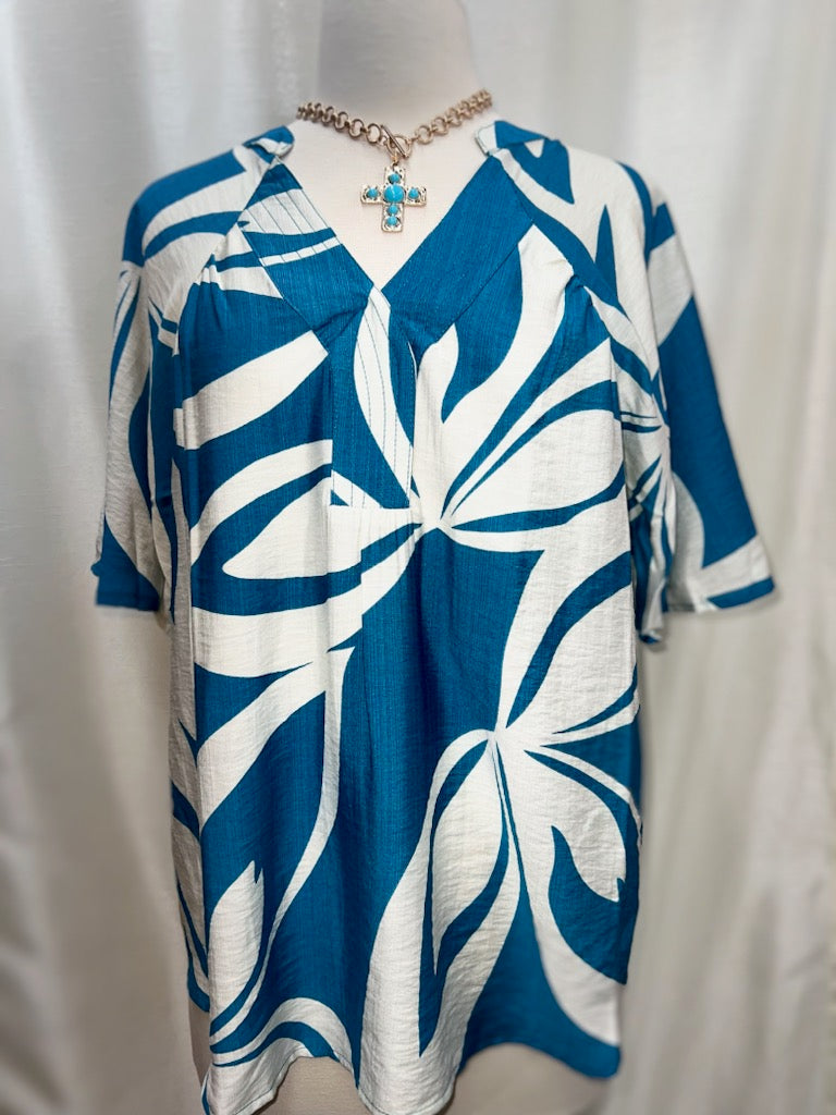 Gigio Turquoise V-Neck Top