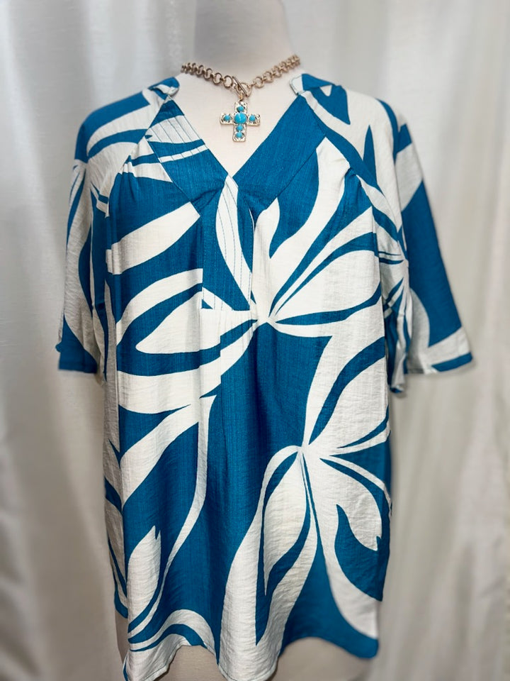 Gigio Turquoise V-Neck Top