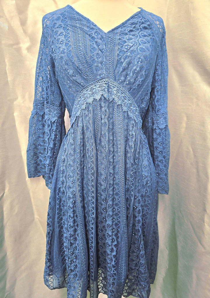 Slate Blue Lace Dress – OLS-4810