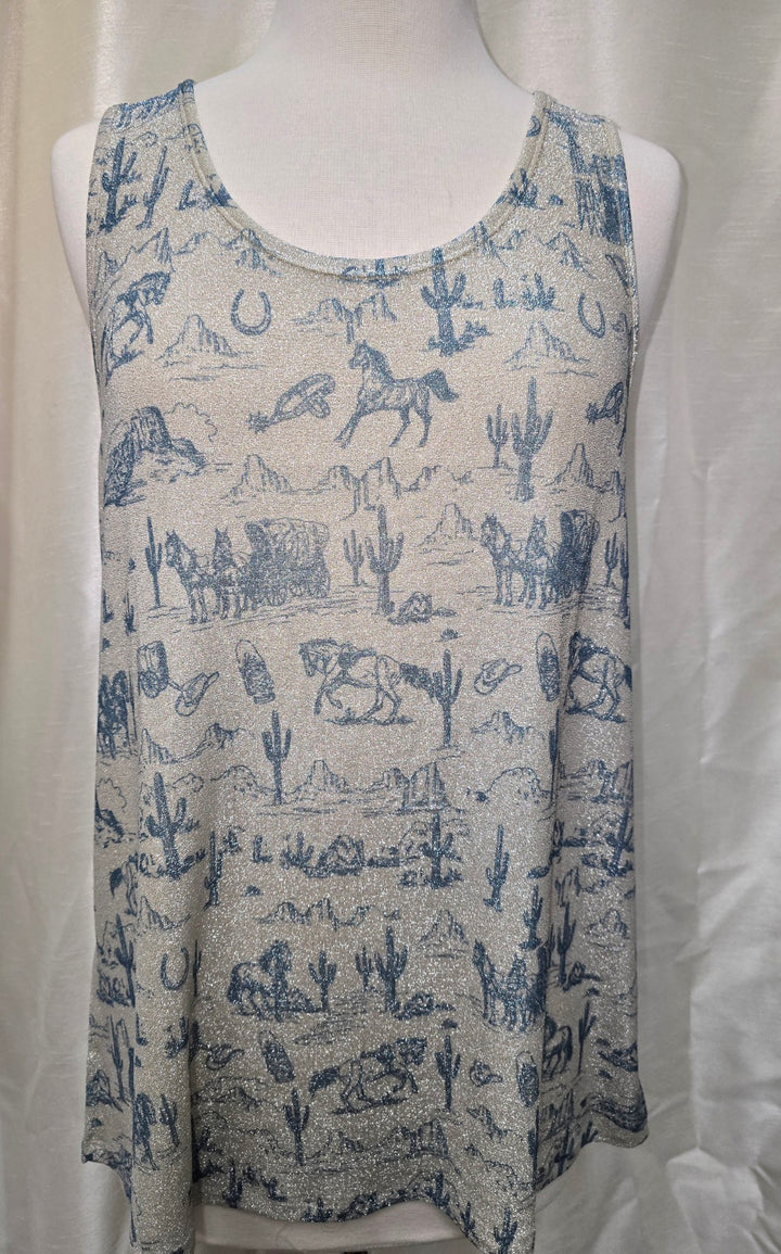 Blue Old Western Sparkle Tank Top – OLS-4844