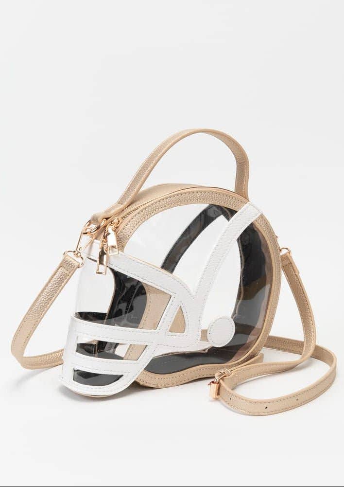 TG10902 Clear Gameday Football Helmet Satchel/Crossbody Bag: Burgundy