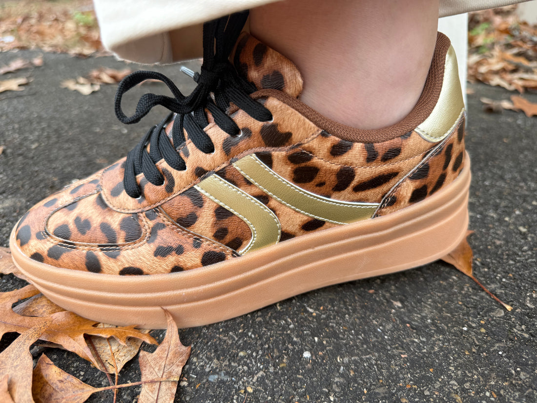 LEOPARD PLATFORM SHOE WITH GOLD