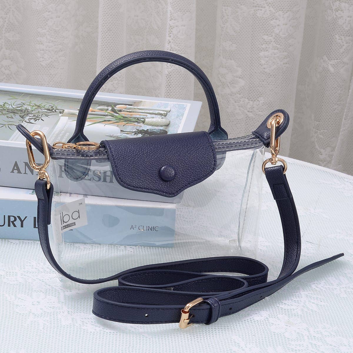 CB781 Gladys Clear Gameday Mini Crossbody Bag: Silver