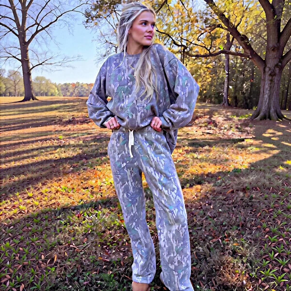 Vintage Camo Sweatshirt & Jogger Lounge Set