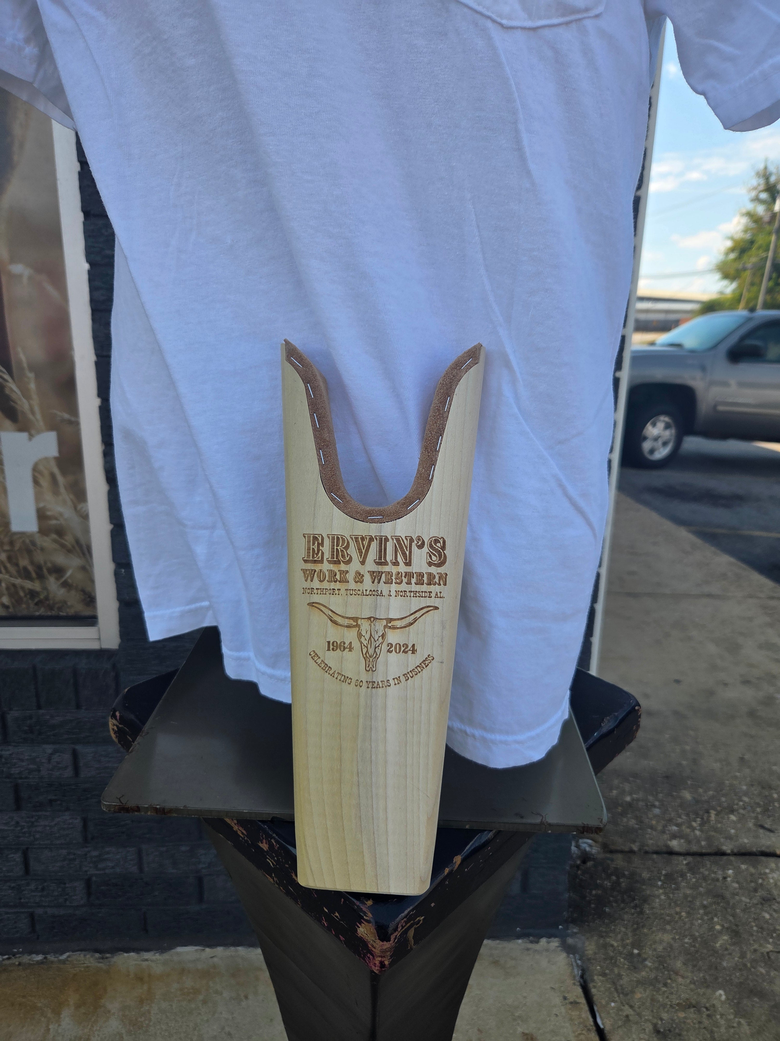 Leather-Lined Laser-Etched Wooden Boot Pullers