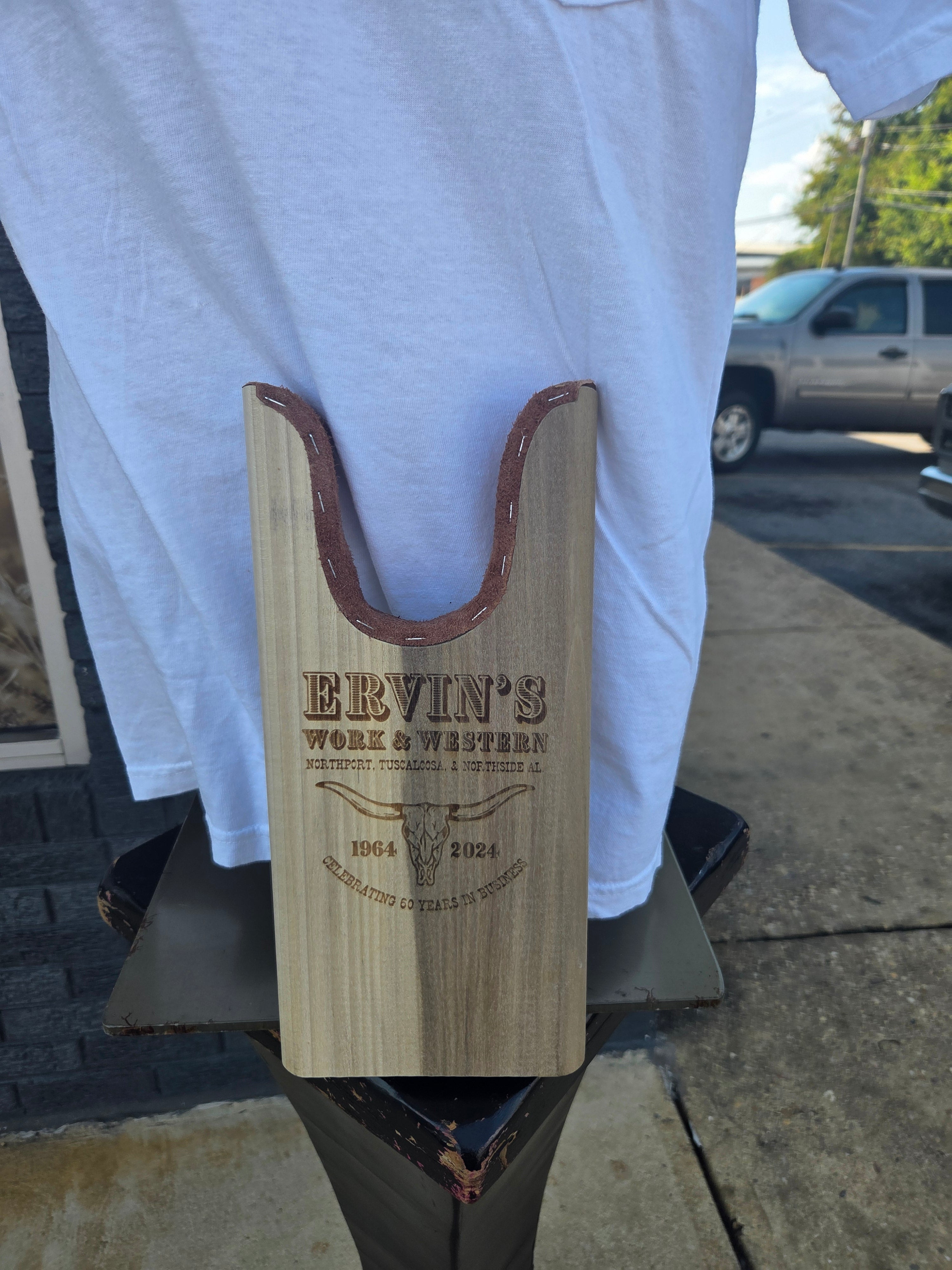 Leather-Lined Laser-Etched Wooden Boot Pullers