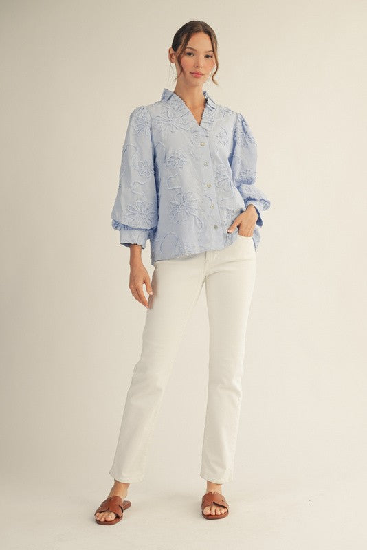 LONGSLEEVE BLOUSE WITH FLOWER DETAILS