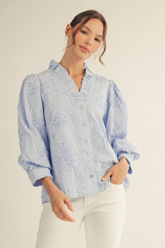 LONGSLEEVE BLOUSE WITH FLOWER DETAILS
