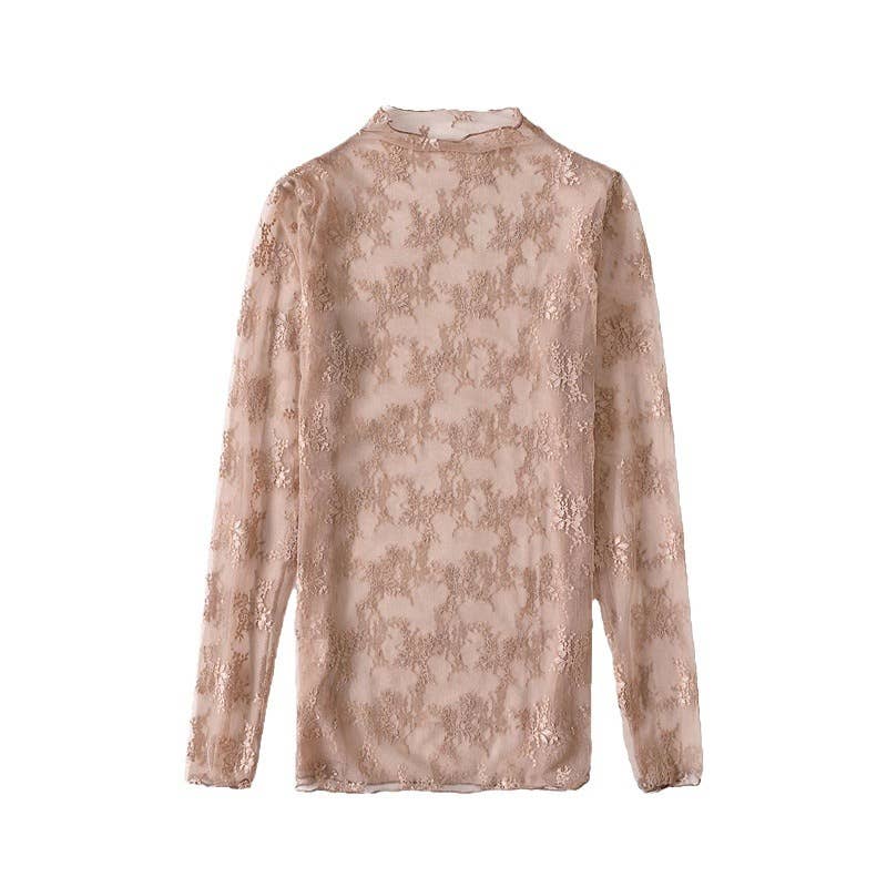Lace Mesh Top: Coffee / Missy / XL