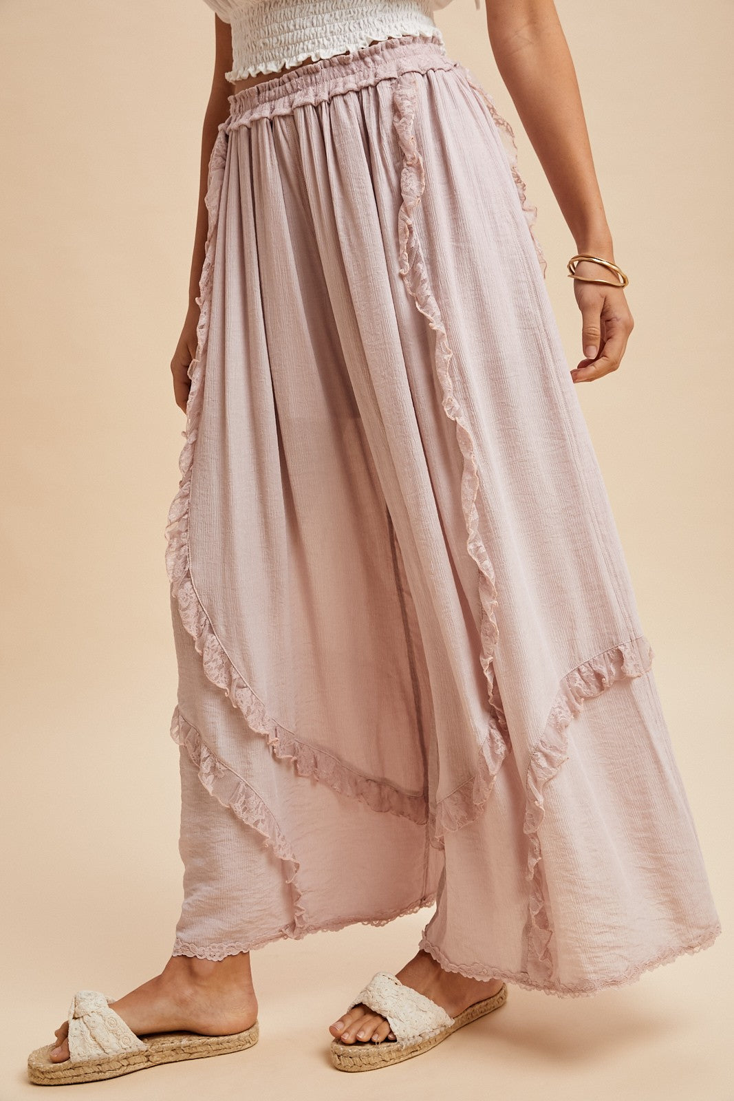 Lace Ruffle Palazzo Pant