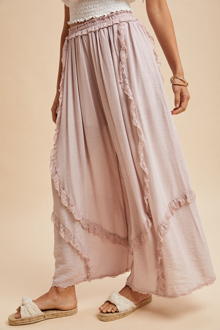 Lace Ruffle Palazzo Pant