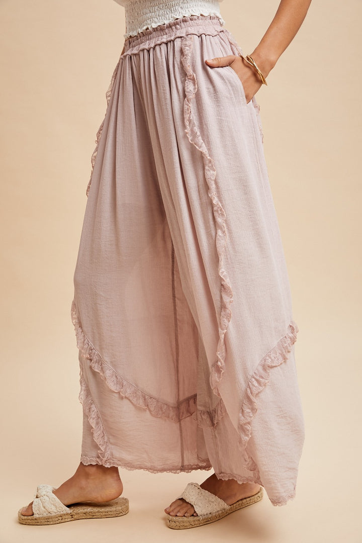 Lace Ruffle Palazzo Pant