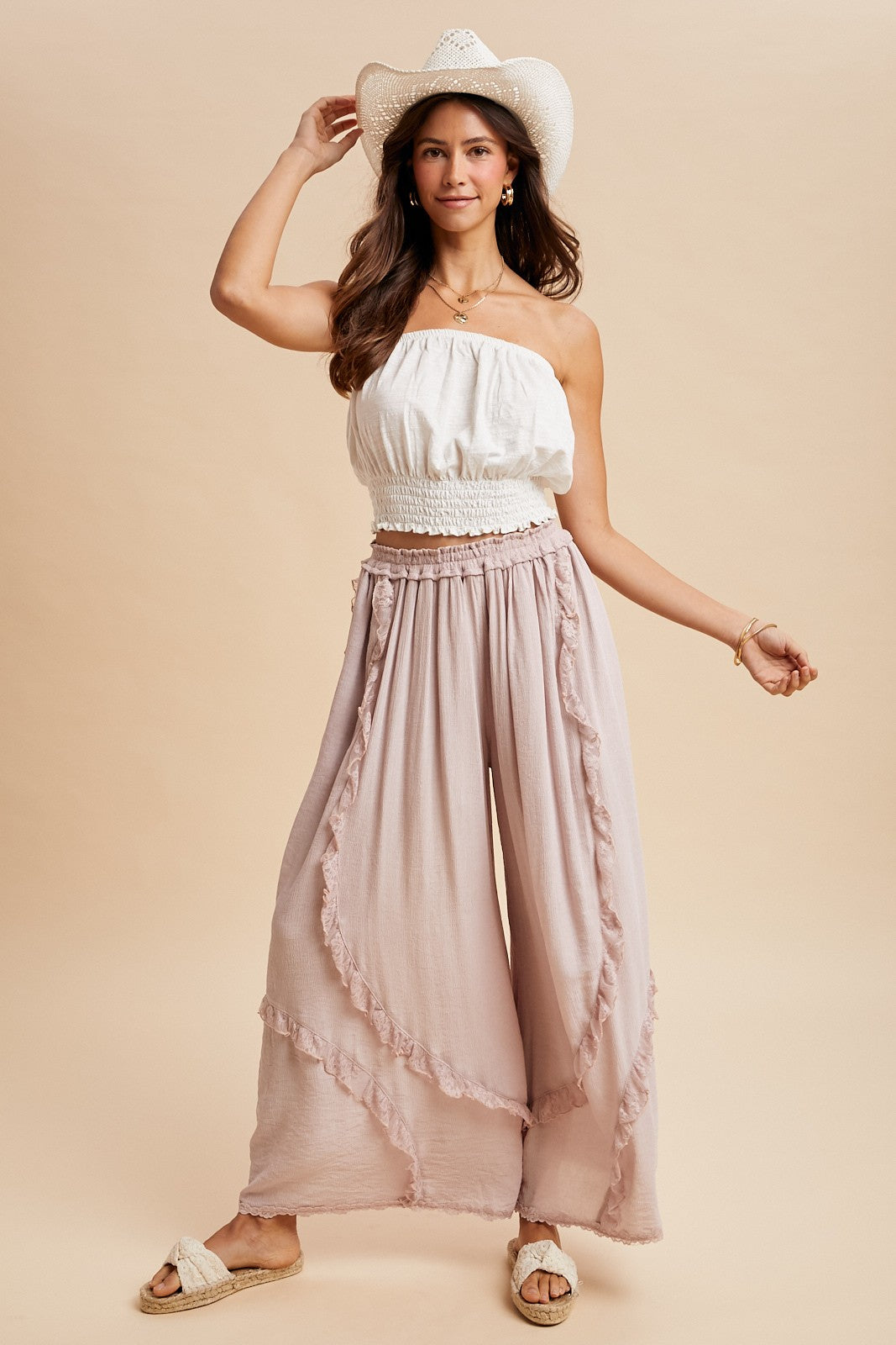 Lace Ruffle Palazzo Pant