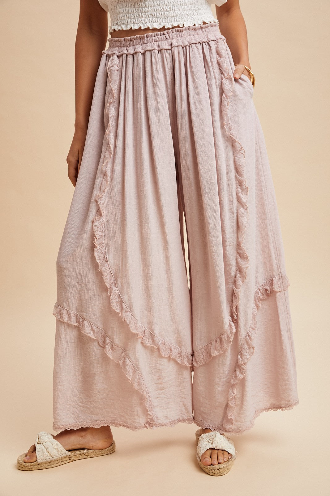 Lace Ruffle Palazzo Pant