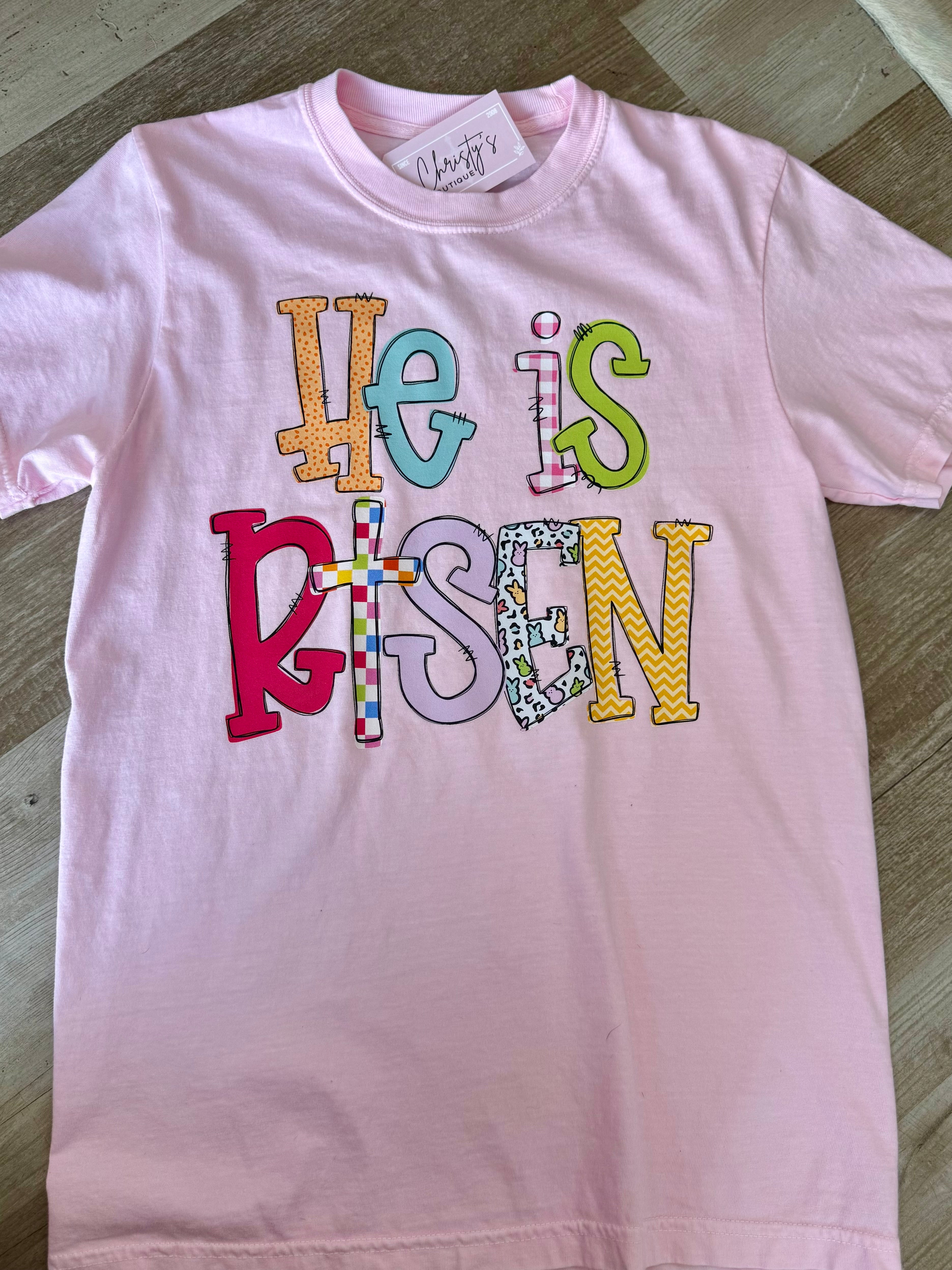 HE IS RISEN PINK SHIRT