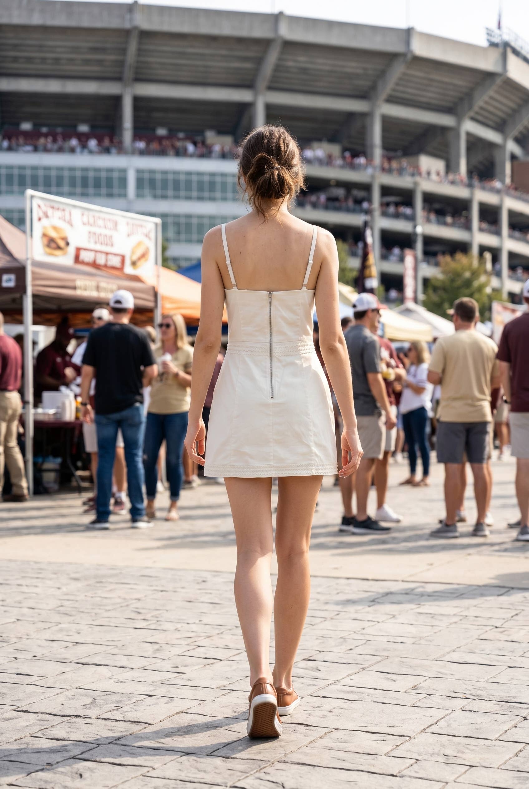 Exclusive Lace Trimmed Day-to-Night Mini Dress: CRIMSON/WHITE / L