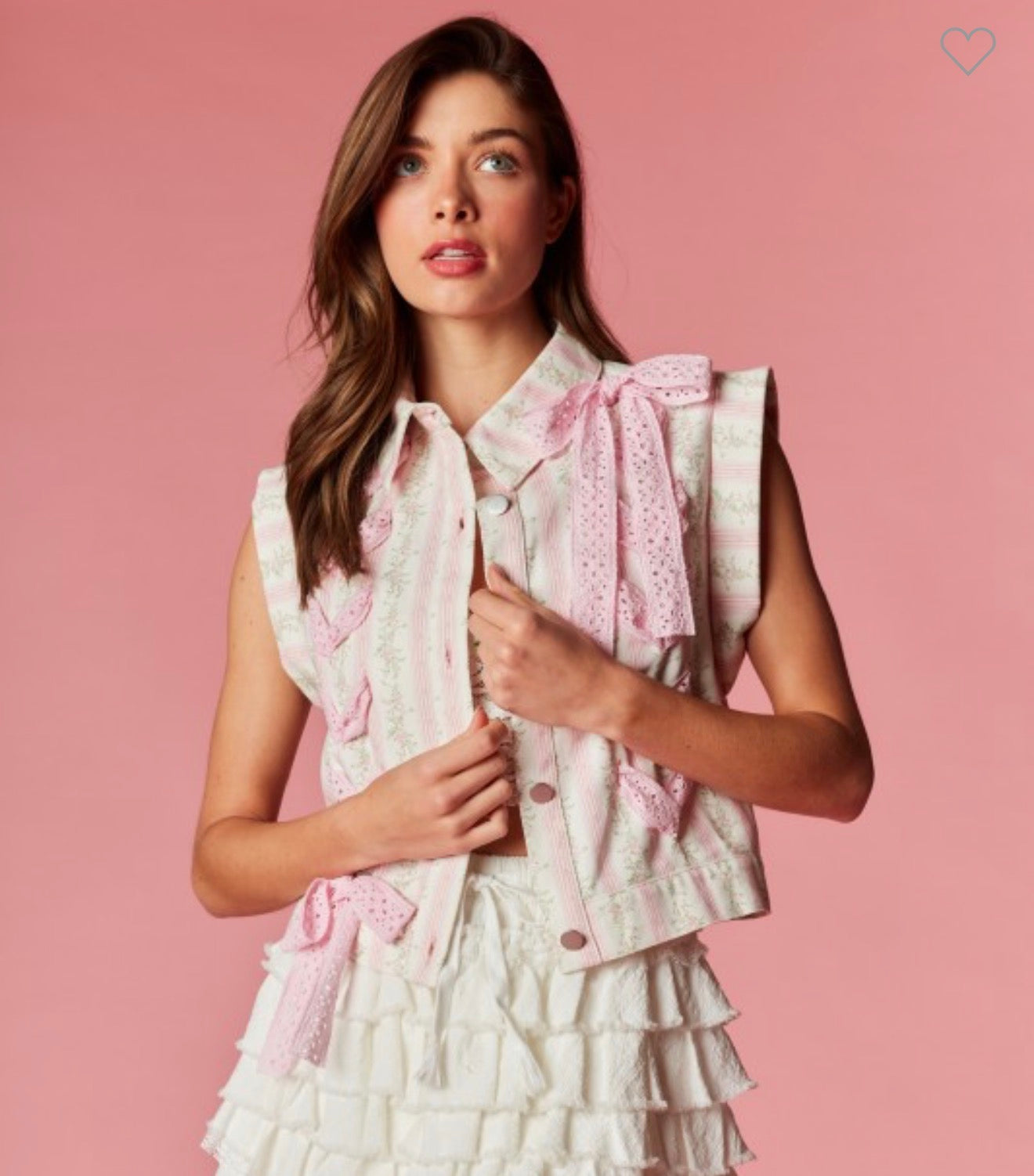 IVORY SWEATER WITH PINK RIBBON DETAILS