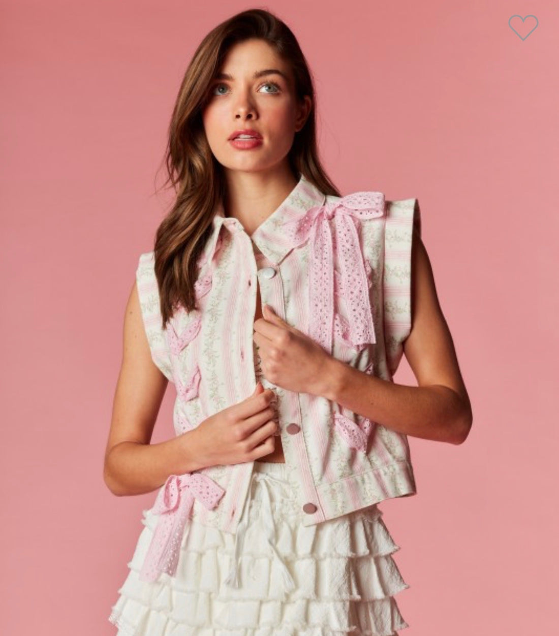 IVORY SWEATER WITH PINK RIBBON DETAILS