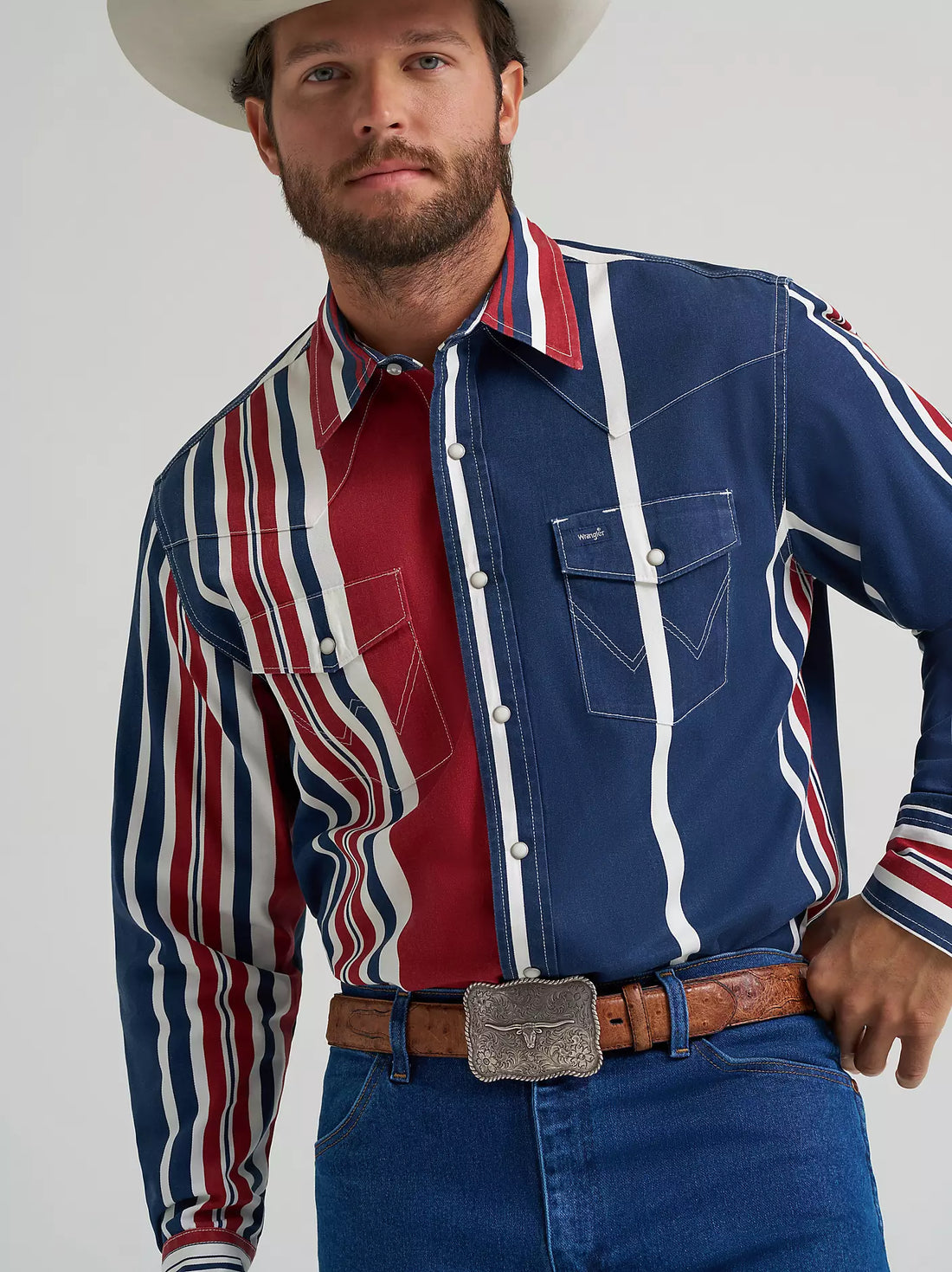 Wrangler® Vintage Inspired Long Sleeve Shirt - Blue Multi Stripe - 112375916