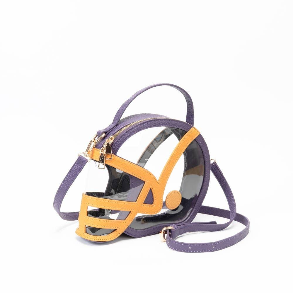 TG10902 Clear Gameday Football Helmet Satchel/Crossbody Bag: Burgundy