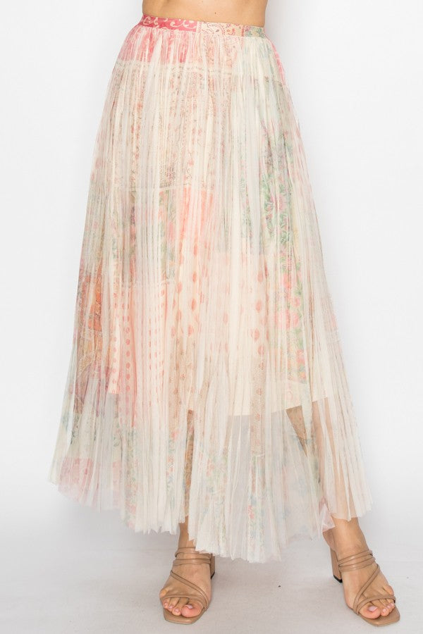 LINED MESH LONG SKIRT