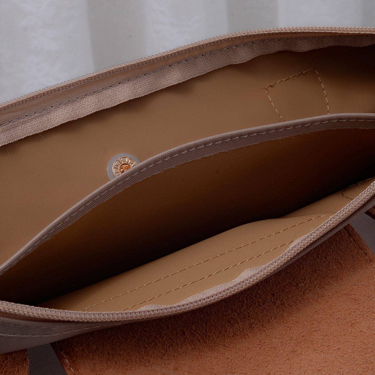 HM784 Hila 16 inch Nylon Tote Bag: Taupe
