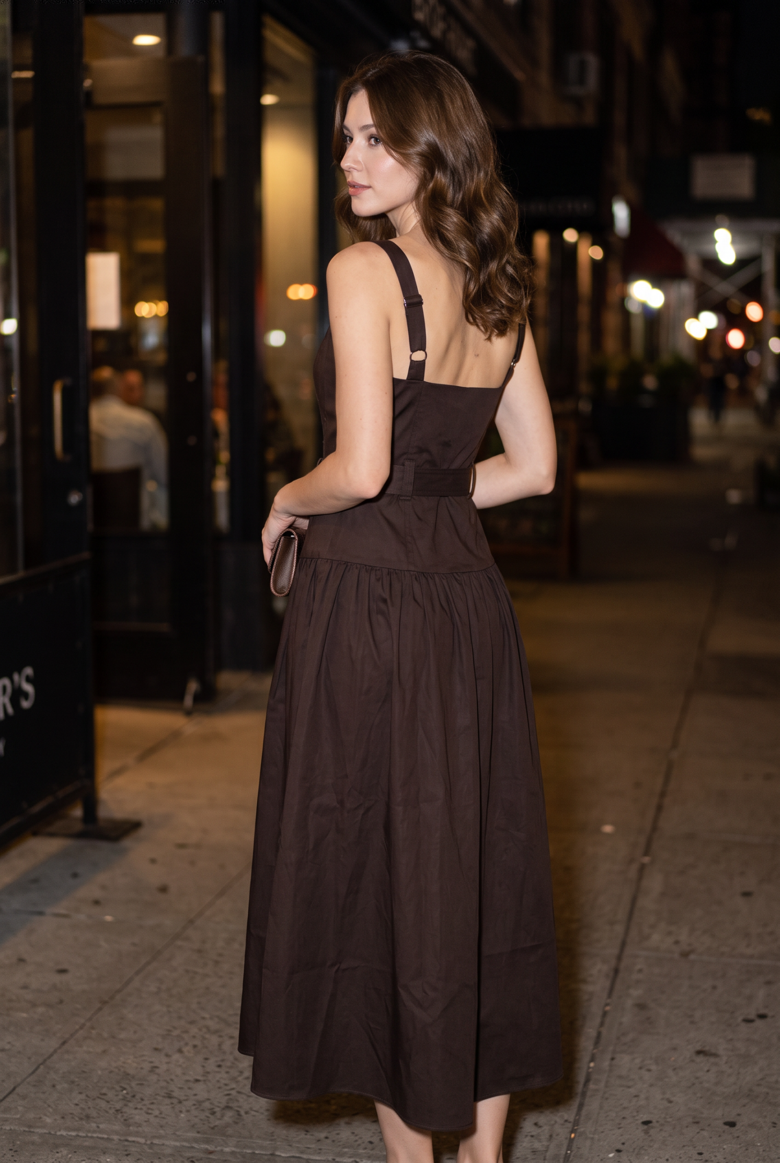 Belted Zip Front Midi Dress: RED MAHOGANY / S