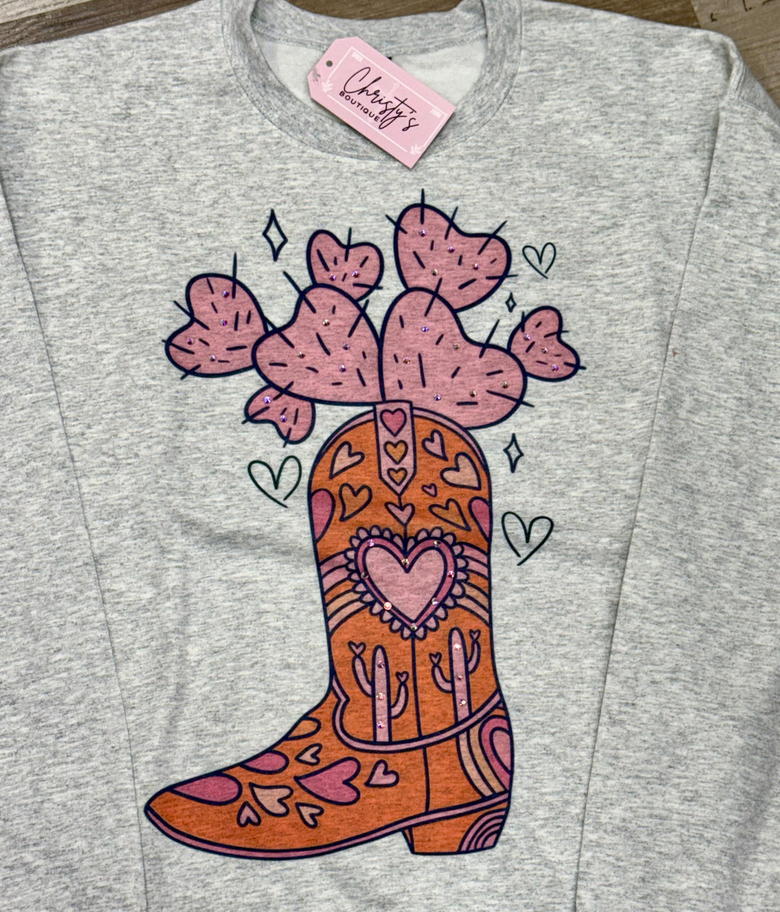 LOVE CACTUS BLING SWEATSHIRT