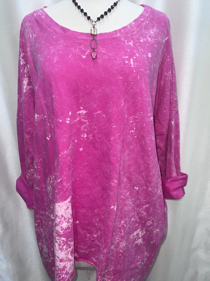 Tie-Dye High Low Top – Fuchsia
