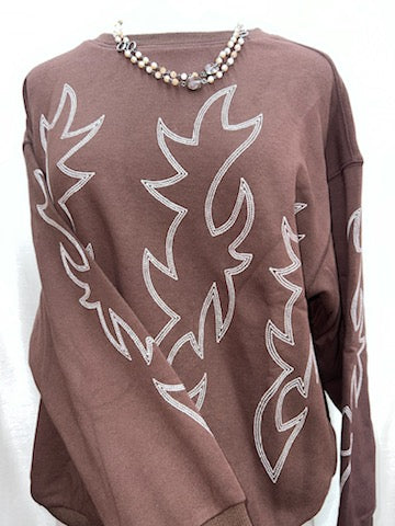 Western Boots Stitch Sweatshirt