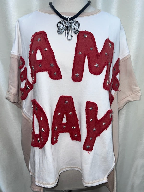 Fantastic Fawn Gameday Patch Stripe Colorblock Knit