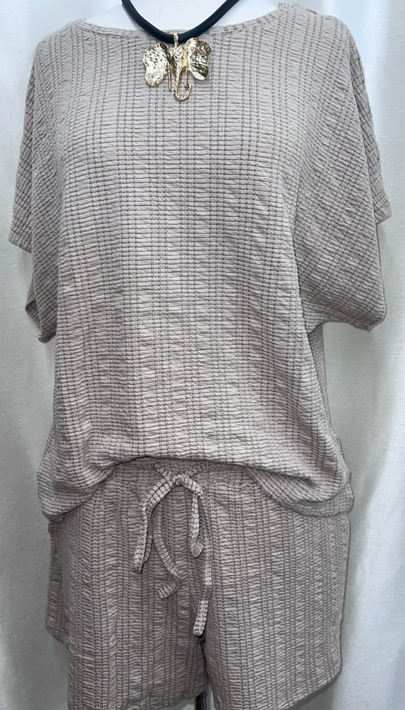 Textured Knit Top & Shorts Set