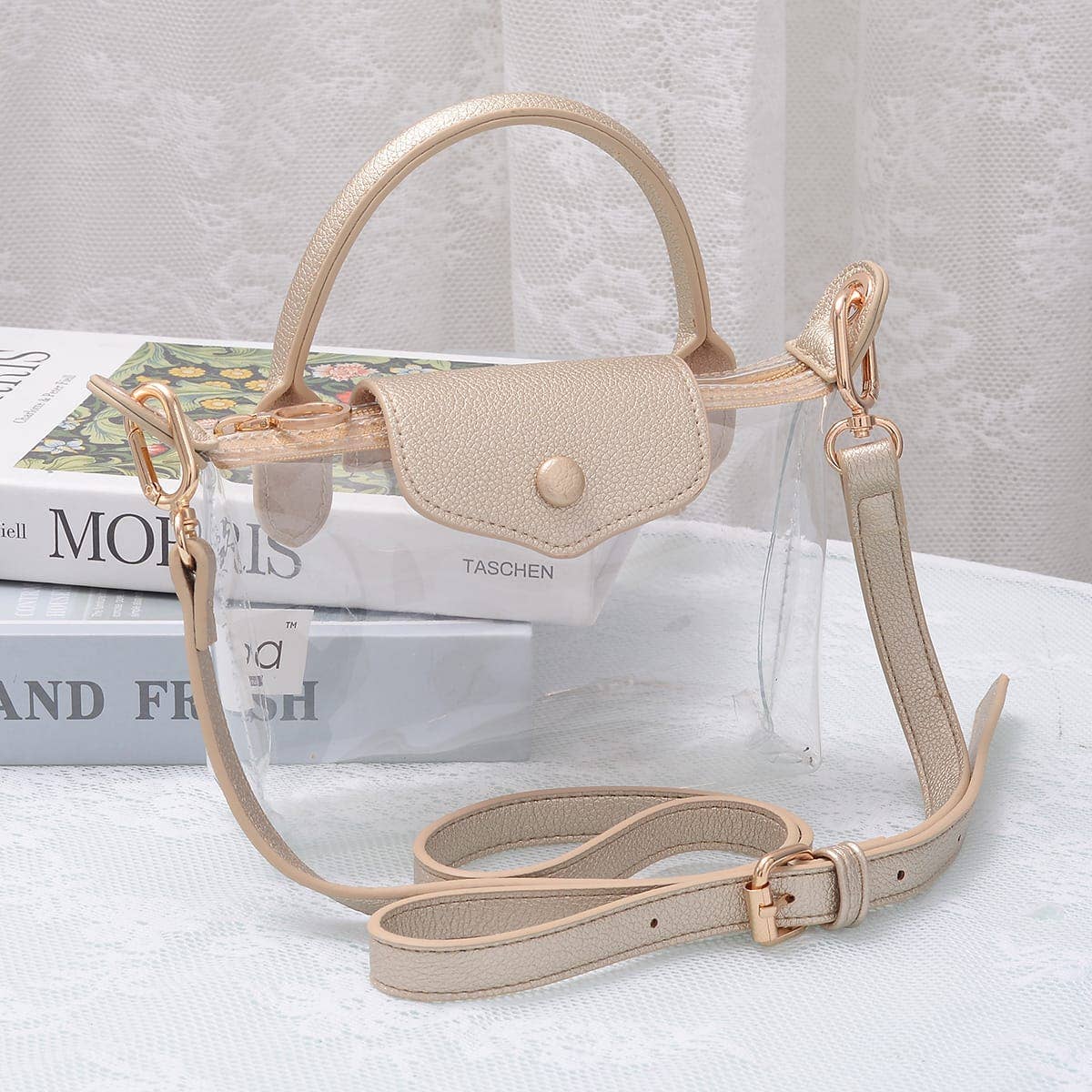 CB781 Gladys Clear Gameday Mini Crossbody Bag: Silver