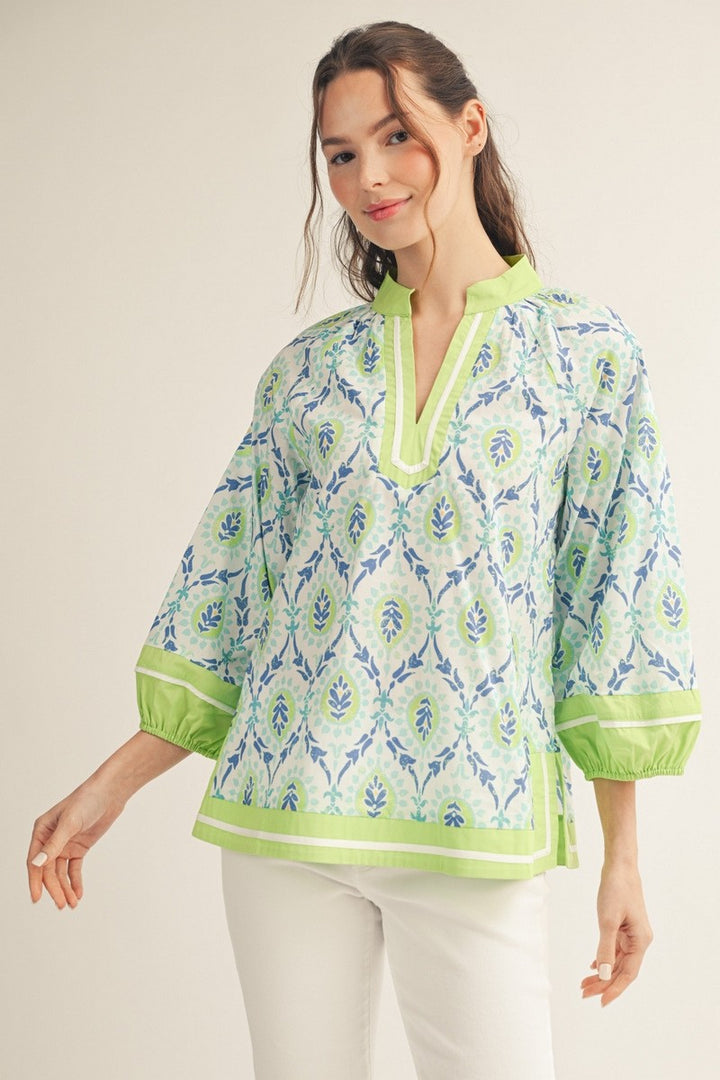 LIME MIX PATTERN TOP