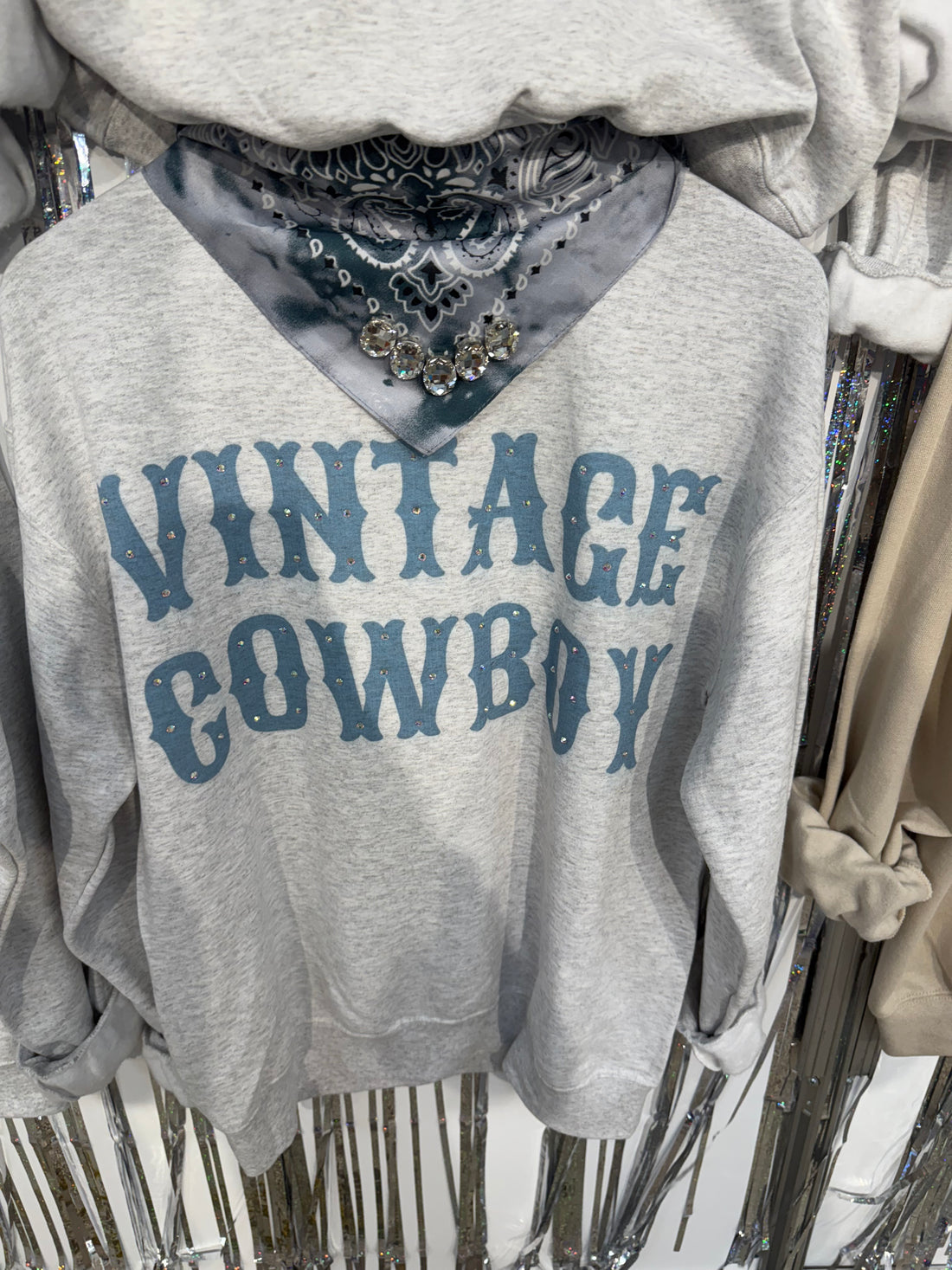 VINTAGE COWBOY SWEATSHIRT WITH  BLING
