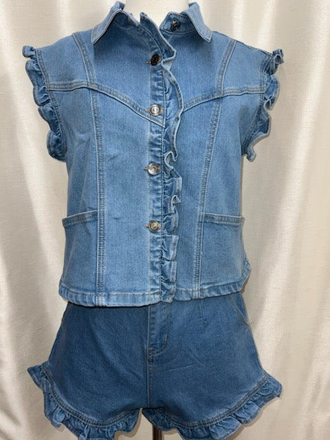 Anniewear Comfort Denim Ruffle Shorts