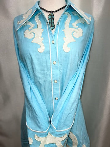 Light Blue & Ivory Bootstitch Dress