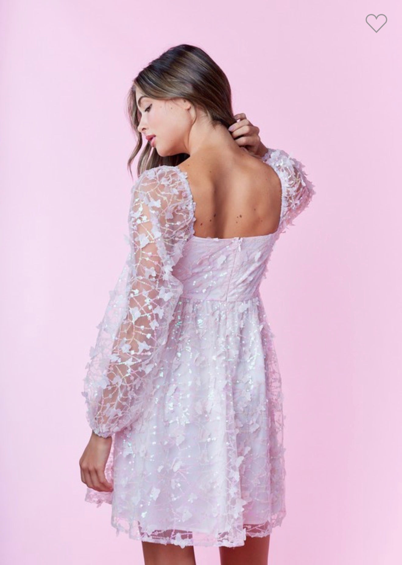 BUTTERFLY SEQUINS MESH BABYDOLL DRESS