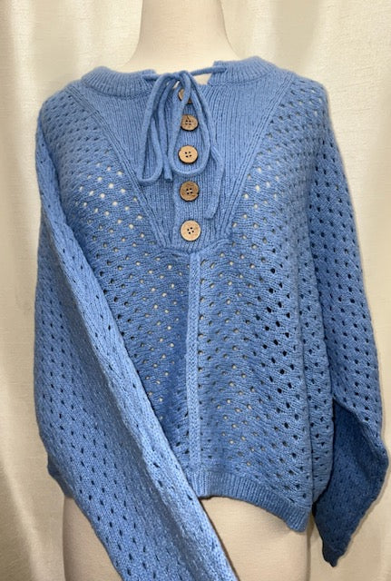 Henley Neck Dolman Sleeve Sweater