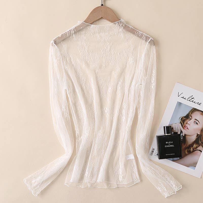 Lace Mesh Top: Coffee / Missy / XL