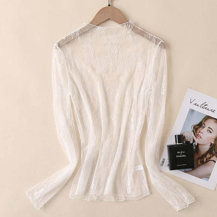 Lace Mesh Top: White / Missy / XL