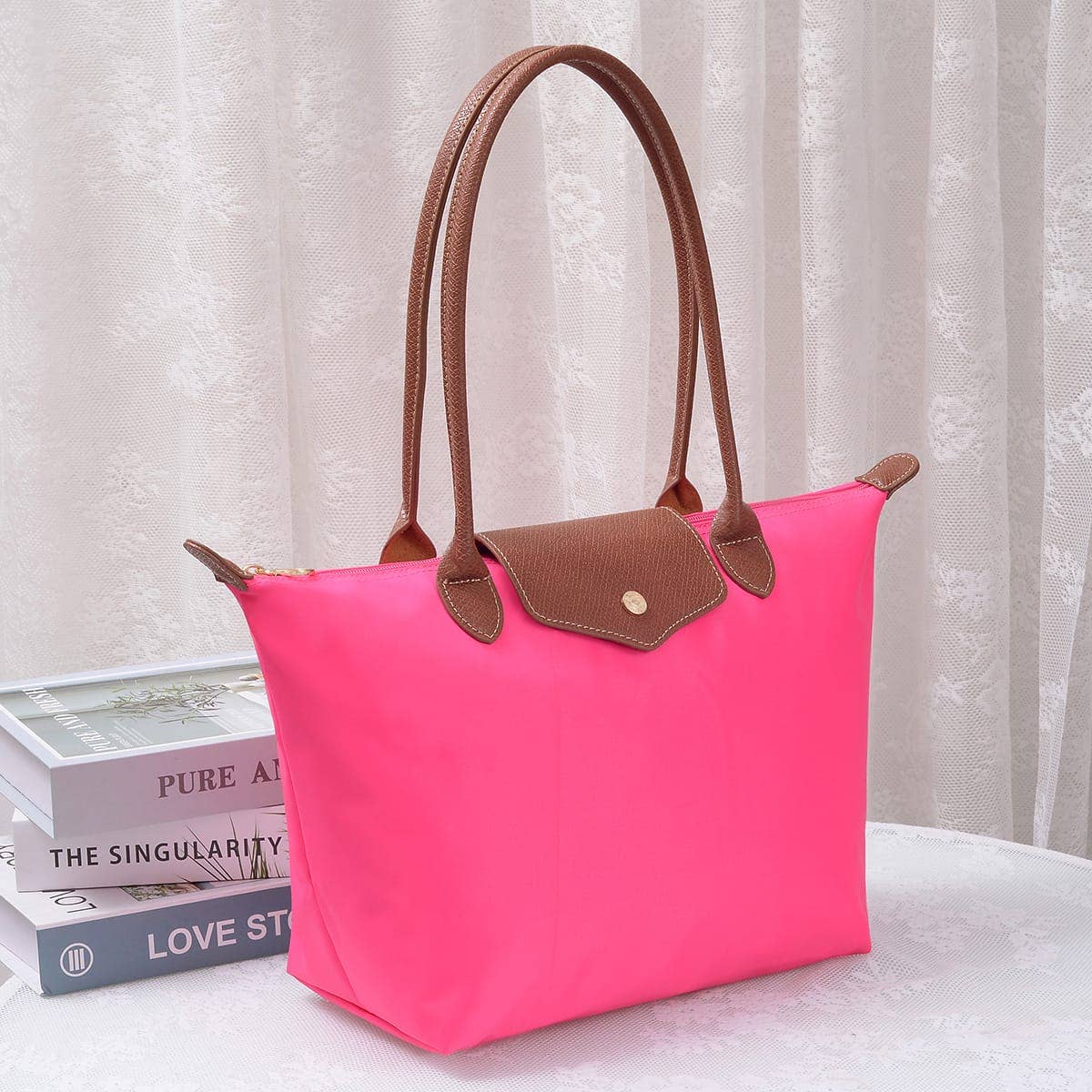 HM784 Hila 16 inch Nylon Tote Bag: Black
