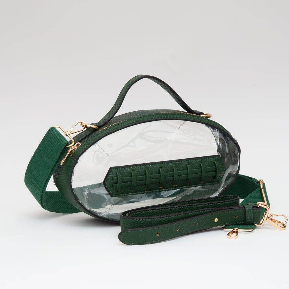 TG10695 Clear Gameday Football Stitch Detail Crossbody Bag: Burgundy