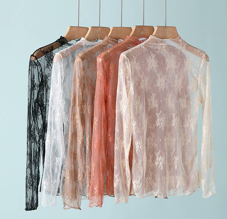 Lace Mesh Top: Coffee / Missy / XL